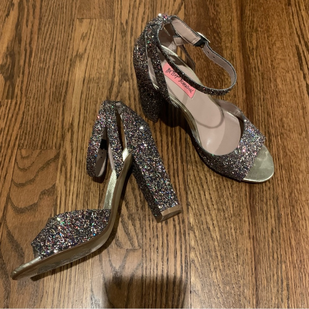 Betsey Johnson sparkle chunky heels